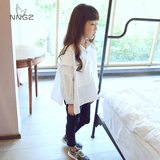 诺诺公主2016秋装韩版女童长袖衬衫 中大童纯色宽松衬衣娃娃衫C
