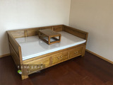 老榆木罗汉床中式实木推拉床罗汉床禅意家具床围塌客厅沙发罗汉床