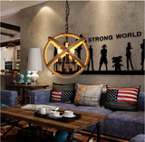 美式乡村loft铁艺麻绳圆型吊灯餐厅吧台咖啡厅复古创意手工业风格