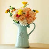 外贸陶瓷欧式美式法式浮雕做旧花插花器餐桌花瓶桌面装饰水壶奶壶