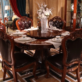 欧式餐桌椅 圆桌 新古典餐桌别墅桌子1桌6椅 美式餐厅圆餐桌组合