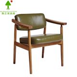 实木书桌椅扶手椅单人休闲靠背椅西餐厅实木餐椅单人沙发椅咖啡椅