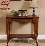 美式实木台式电脑桌简约办公桌欧式创意小户型书桌写字台靠墙桌子