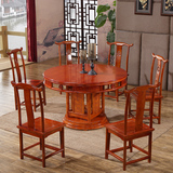 仿古实木餐桌家具 桦木大圆桌餐桌椅组合 现代简约饭桌餐台特价