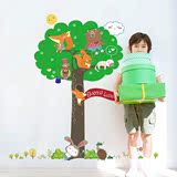 卡通动物松鼠森林墙贴儿童房幼儿园教室宝宝童趣动漫装饰绿色贴画