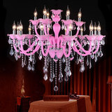 欧式粉色公主女孩房吊灯 田园蜡烛餐厅水晶灯 客厅酒店大厅吊灯