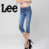 代购Lee正品2016夏季新品修身显瘦七分牛仔裤女高腰弹力薄款中裤