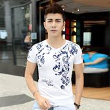 夏季大码男士短袖T恤潮牌韩版修身半截袖体恤简约中国风男装上衣
