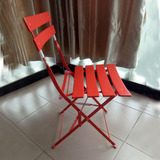 出口欧洲餐椅时尚铁艺折叠餐椅阳台休闲椅子铁条椅洽谈咖啡厅桌椅