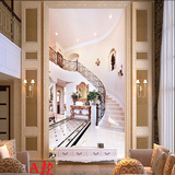 欧曼定制走廊客厅沙发玄关墙纸空间延伸楼梯壁纸3D欧式沙发背景墙