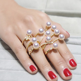 2016新款专柜正品日本Akoya天然海水珍珠精致18K黄金戒指