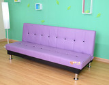 拉扣皮紫色宜家简易皮革小户型布艺麻布单人双三人沙发折叠沙发床