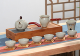 雅致 茶壶陶瓷 官窑创意木柄侧把壶 功夫茶具手工家用红茶小茶壶