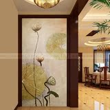 荷叶手绘油画东南亚风格新中式玄关装饰画走廊过道挂画抽象画壁画