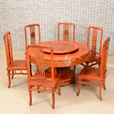 红木家具缅甸花梨木明式梳子餐桌圆餐桌全实木家具大果紫檀独板
