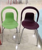 包邮塑料椅子简约现代餐椅办公室接待椅咖啡厅座椅不锈钢电镀腿椅