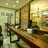 创意美式实木梳妆化妆镜子复古单面壁挂镜发廊理发店双面美发镜台