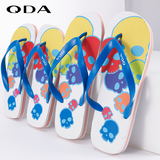 QDA男款夏季沙滩鞋夹脚彩绘骷髅头潮流个性人字EVA拖鞋经典时尚
