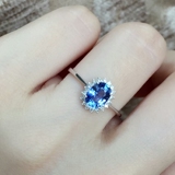 日韩天然瑞士蓝托帕石戒指  蓝宝石戒指s925纯银女戒天然水晶指环