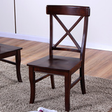 美式实木餐椅 原木家用全橡木椅子 现代简约休闲椅子复古餐椅整装