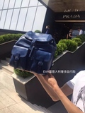 Prada普拉达专柜款蓝色双肩包全皮书包 回国途中 EVA虞奢侈品代购