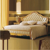 特价 美式实木复古做旧双人床别墅奢华婚床法式卧室实木雕花床