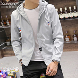 春季薄款夹克男青少年春装韩版男士外套休闲连帽修身学生运动上衣