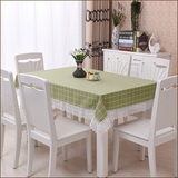 田园桌布布艺棉麻小清新长方形格子餐桌台布小桌布客厅茶几桌布绿