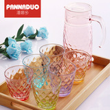 彩色玻璃杯耐热透明水杯家用啤酒杯喝水杯创意无铅杯子套装壶加厚