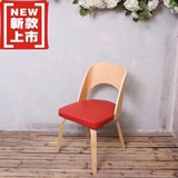 包邮简约纳尔逊餐椅 弯曲木电脑椅 桦木实木椅面包裹纤维皮椅子