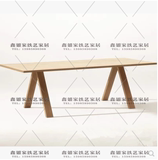 北欧宜家餐桌纯实木办公会议桌北欧创意设计洽谈桌写字书桌大长桌
