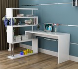 家用时尚电脑桌 现代简约台式旋转转角书桌书架书柜组合