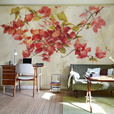 欧式复古墙纸花卉 客厅沙发电视背景墙壁纸 手绘卧室墙纸壁画墙布