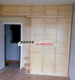 实木衣柜原木色儿童松木衣橱实木家具尺寸可以定制吊柜顶柜壁柜