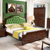 欧式床全实木美式双人床卧室真皮软靠榉木床婚床1.8米工厂直销