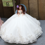 芭比娃娃婚纱大裙拖尾时尚3D真眼儿童节生日礼物玩具新娘公主女孩