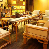 北京一森老榆木茶桌椅新中式纯实木餐桌会议桌茶楼会所免漆家具