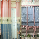 棉麻儿童房窗帘女孩卧室短帘遮光 韩式卡通窗帘飘窗窗帘成品安装