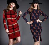 2016秋冬季新款韩版时尚针织包臀长裙套装女装两件套毛衣裙子潮