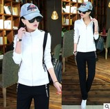 2016春季新款韩版女士休闲运动套装时尚开衫立领两件套棒球服潮