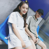 情侣装夏装2016新款潮流短袖T恤运动套装韩国bf学院风休闲班服潮