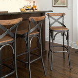 Loft美式铁艺实木高脚椅复古酒吧桌椅 咖啡厅餐厅吧台椅凳