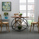 复古铁艺实木简约现代茶几 创意圆形桌 休闲客厅沙发时尚欧式边几