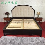 新中式床双人床1.8米水曲柳现代简约全实木布艺家具工程定制现货