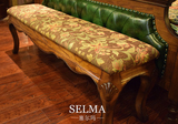 塞尔玛实木家具床前条椅美式乡村布艺床前长凳子厂家直销定制