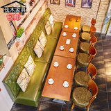 定做咖啡厅沙发 休闲简约西餐厅靠墙卡座沙发 实木甜品店桌椅组合