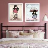 儿童房装饰画卧室床头挂画沙发背景墙面上壁画插画客厅女孩卡通画
