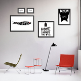 鱼猫创意北欧简约黑白画客厅装饰画餐厅壁挂画墙画卧室创意有框画