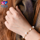 正品18K白金黄金玫瑰金珍珠手链 搭配天然白珍珠粉色珍珠紫色珍珠