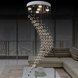 月亮LED现代简约复式楼梯吊灯餐厅水晶灯长吊灯别墅大厅吊线灯